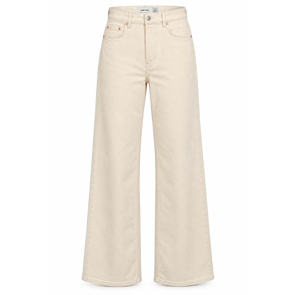 & Other Stories Womens High Waist Wide Leg Denim Jeans Cream Off-White Size 4 - Picture 2 of 10